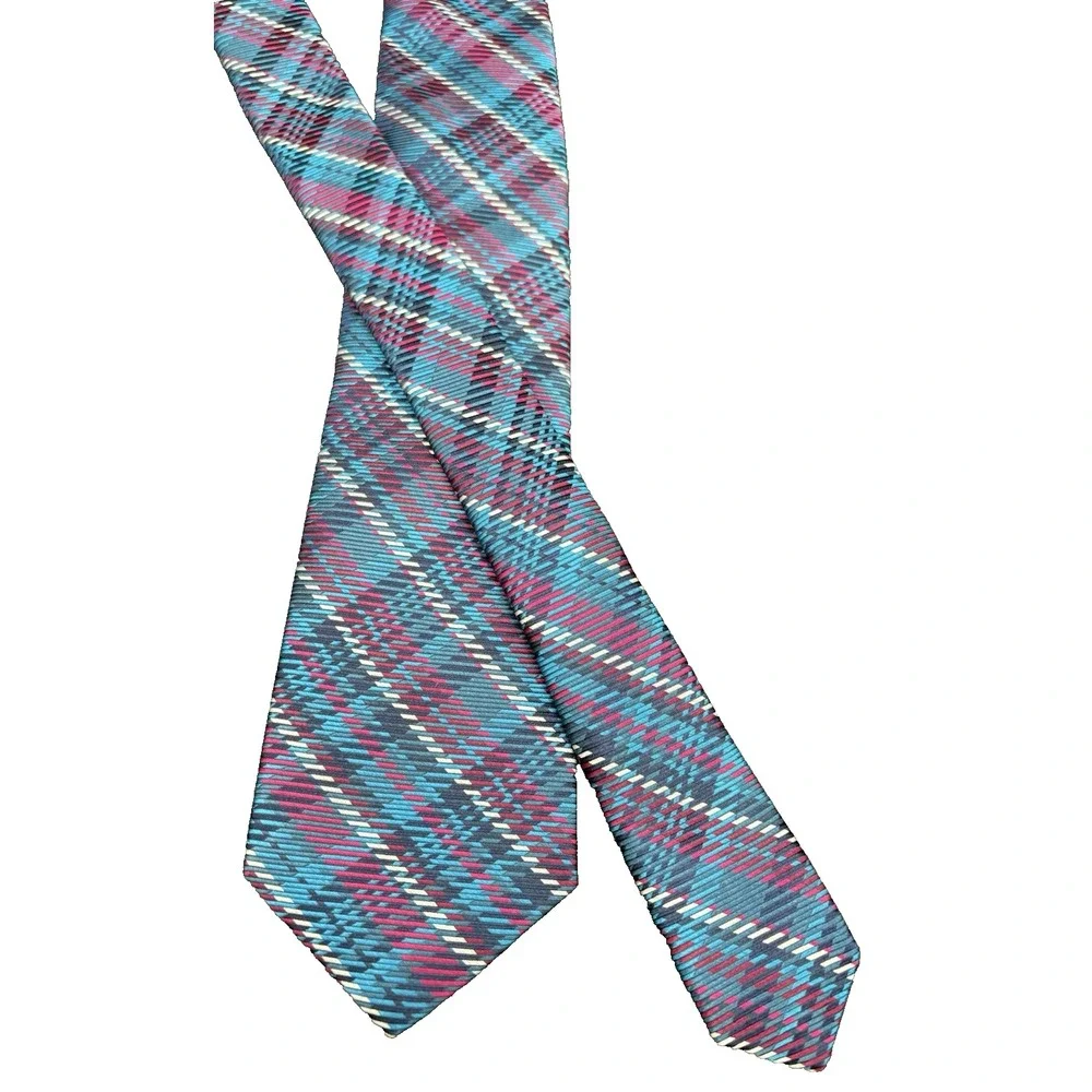 7 Fold Men's Tie100% Silk Seven Fold MICHELSONS LONDON England Geometric EUC